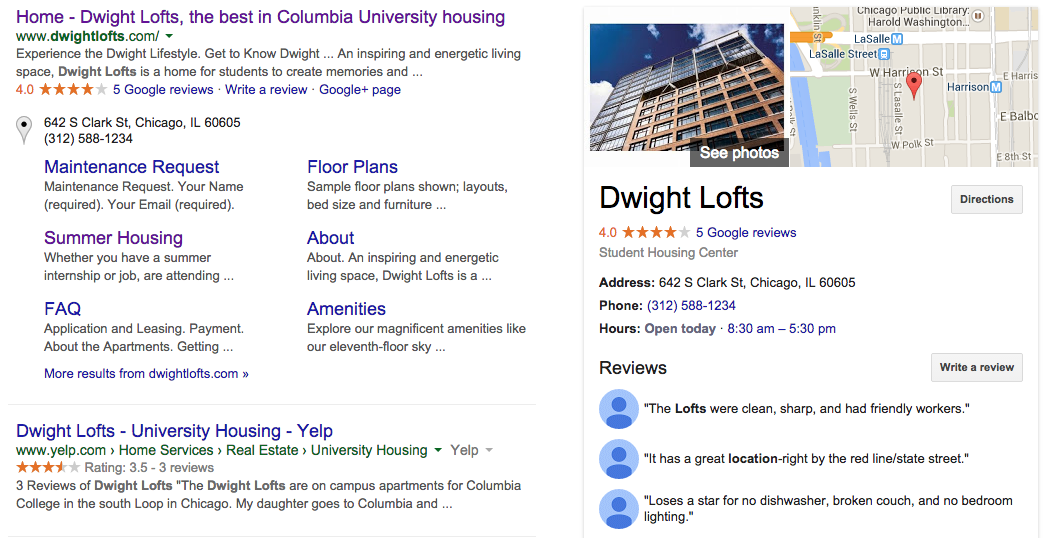 Dwight Lofts positive SERP reviews