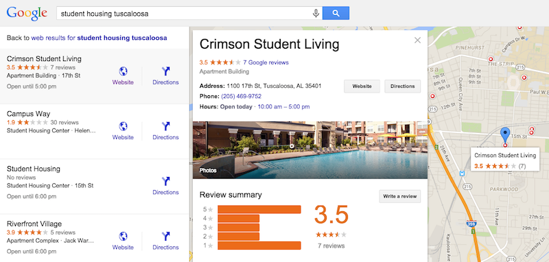 Tuscalooss student housing local search.